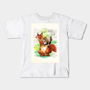 Wild Folk - Squirrel on squeezebox Kids T-Shirt